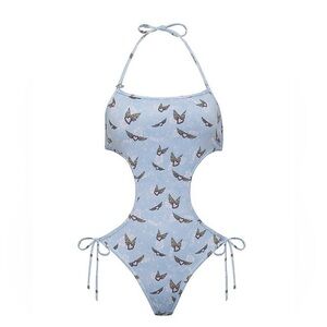 Victoria's Secret Frankies Bikinis Amalia One Piece Swimsuit Light Blue M